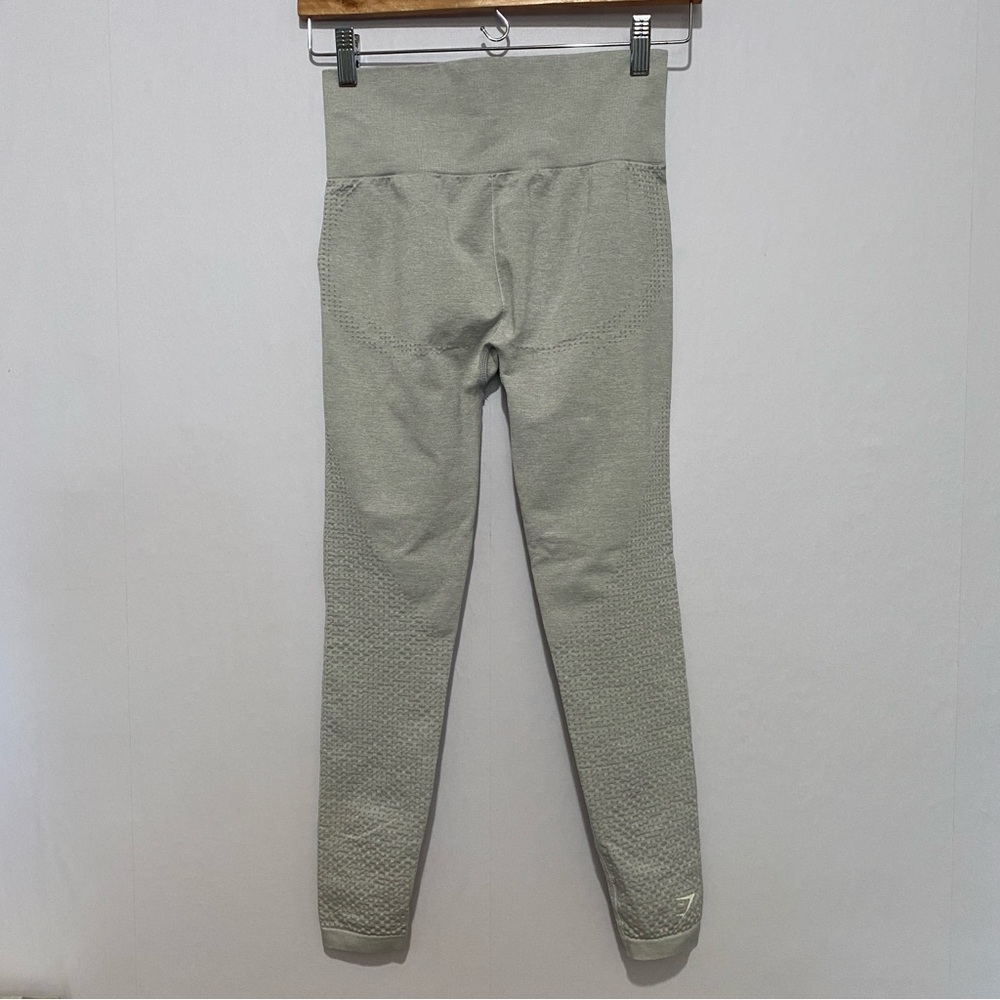 Gymshark Seamless Leggings S‎ Small Light Gray High Waist Textured Compression - Picture 4 of 12
